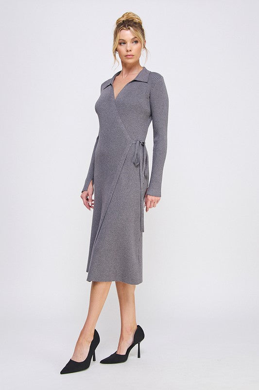 Fine Gauge Wrap Sweater Dress