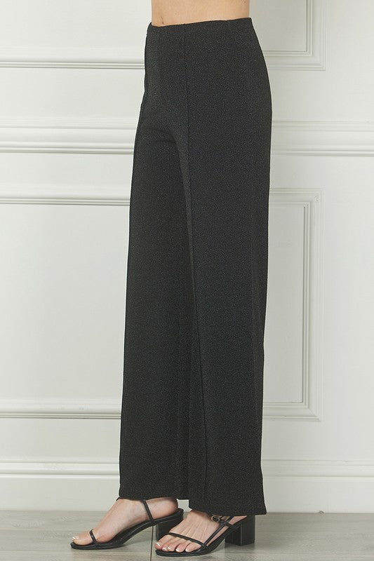 Lurex Front Seam Wide Leg Pant