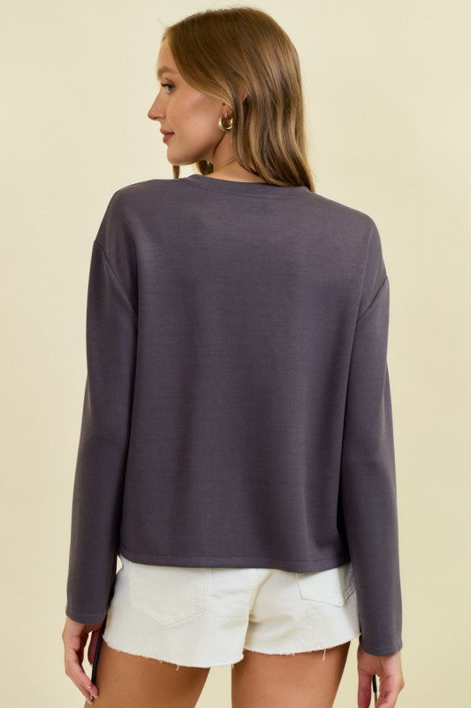 Drawstring Front Waist Top
