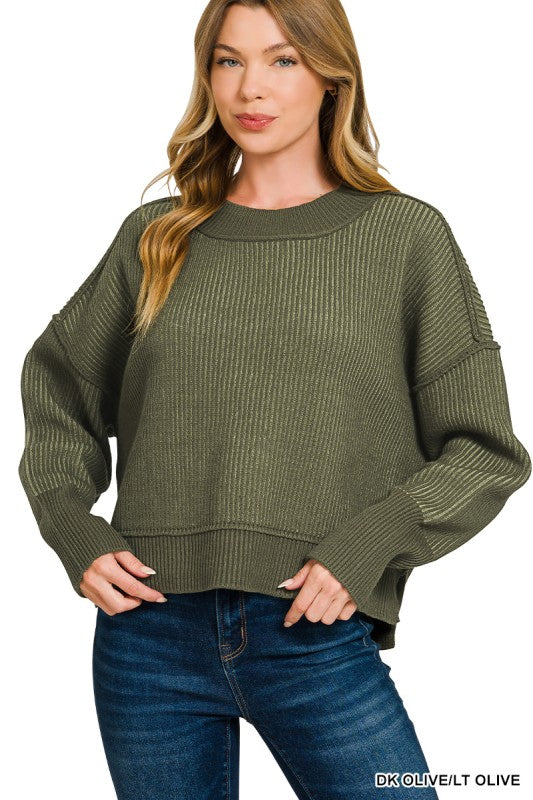 Exposed Seam Two Toned Sweater