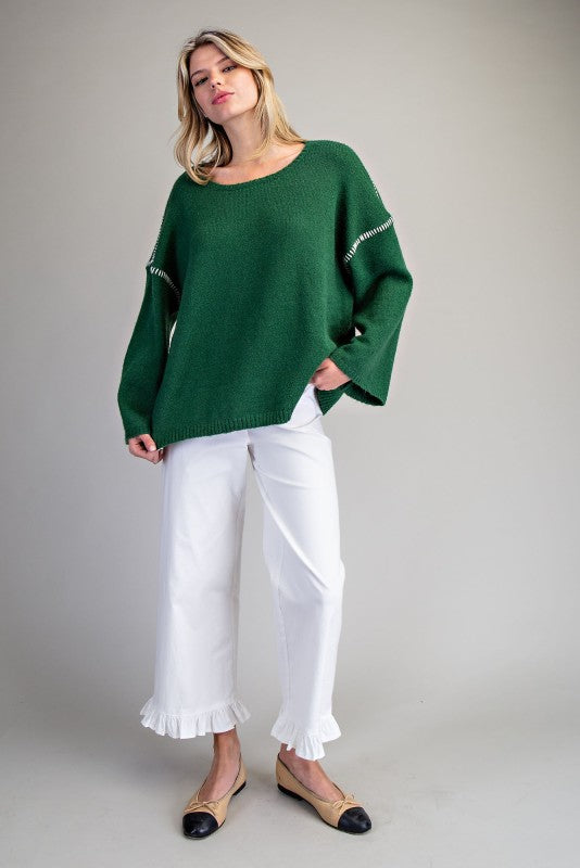 Whipstitch Bell Sleeve Sweater