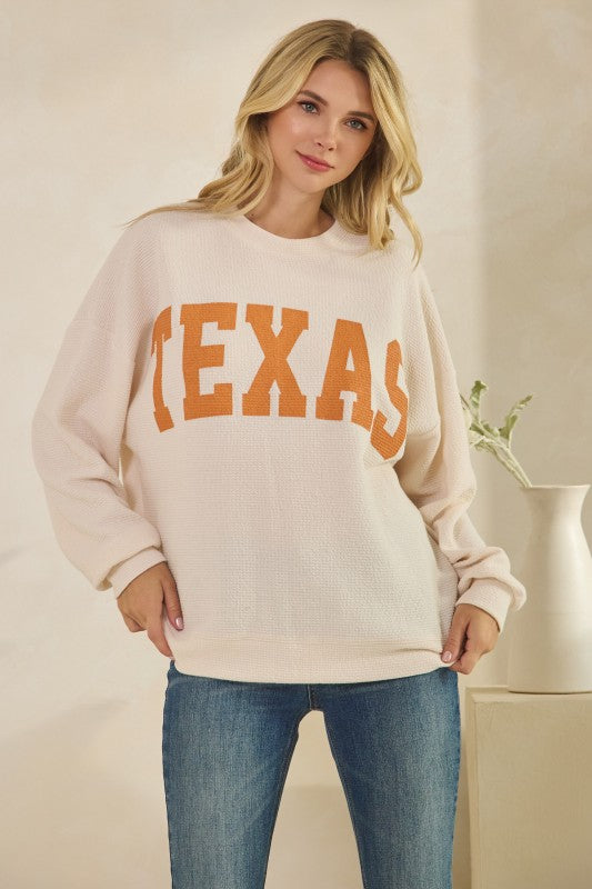 Texas Graphic Knit Long Sleeve Top