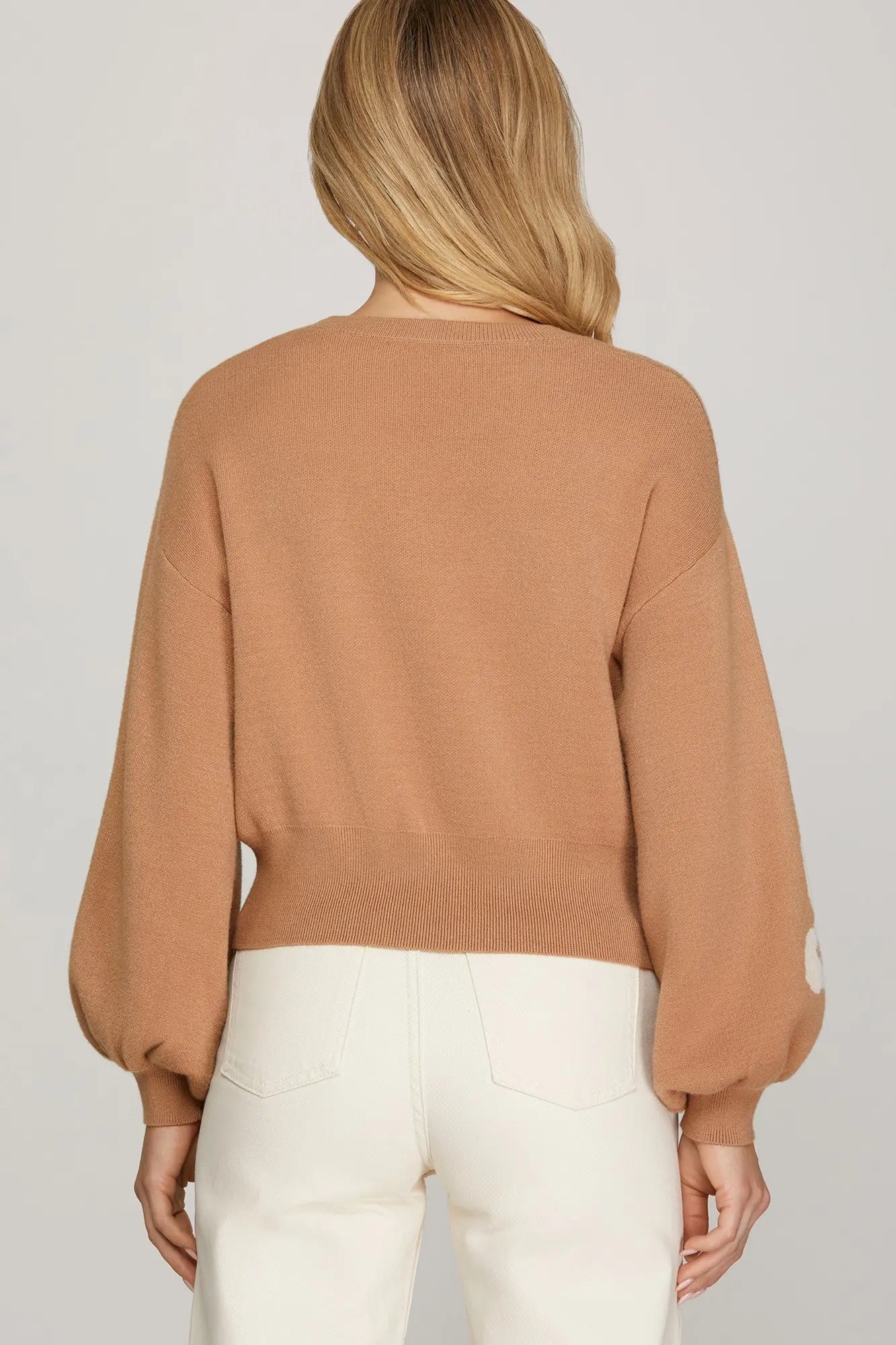 Long Sleeve Flower Print Sweater