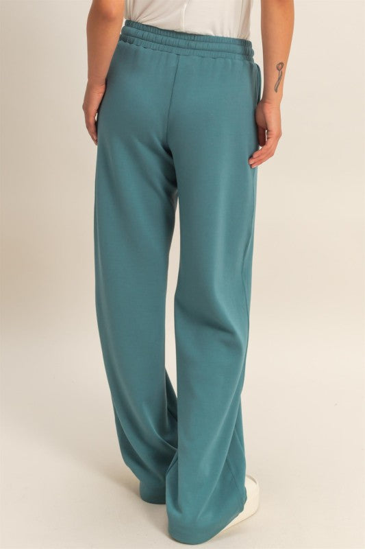 Elastic Waist Wide Leg Pants
