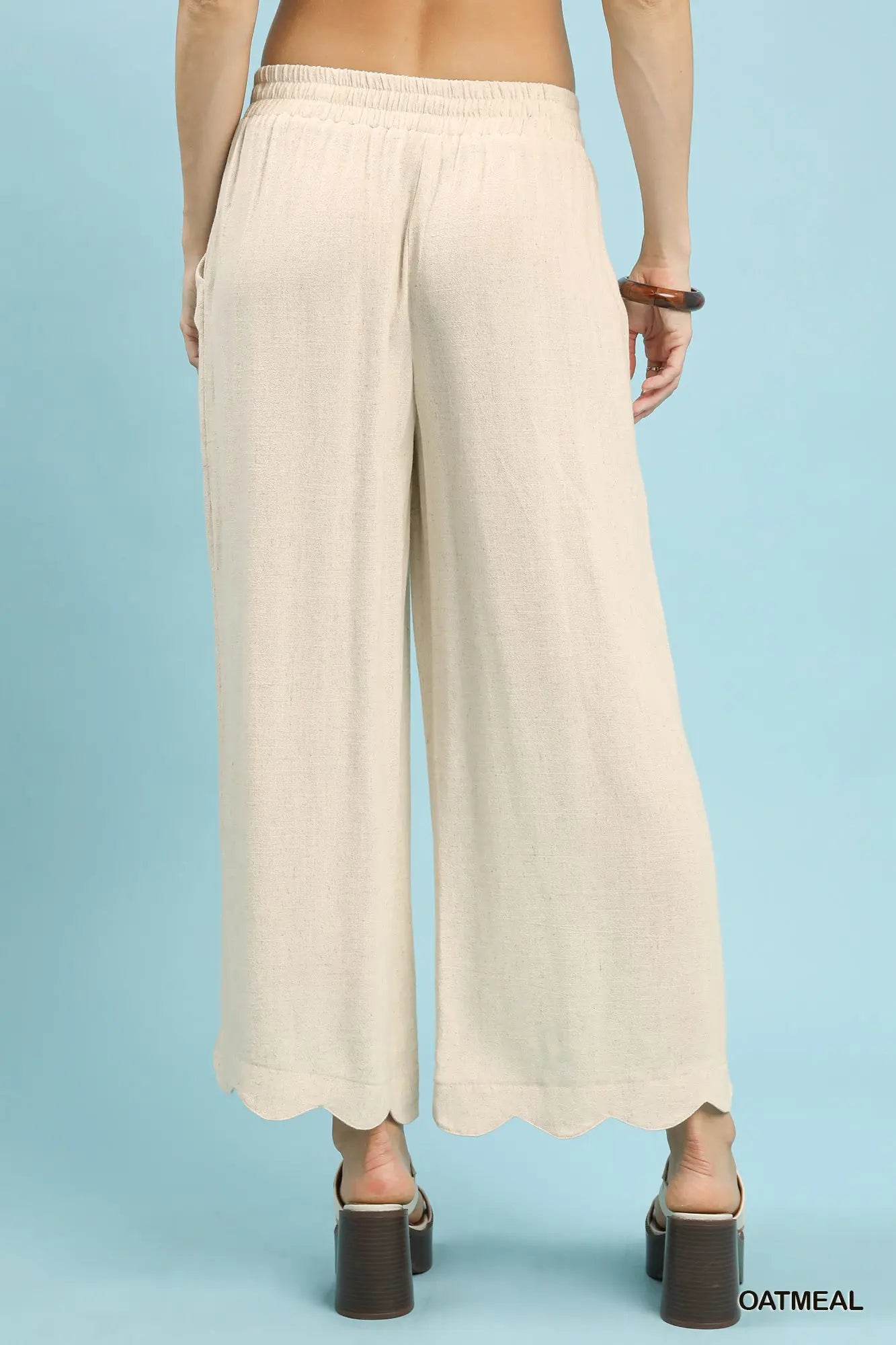 Scallop Hem Wide Leg Pants
