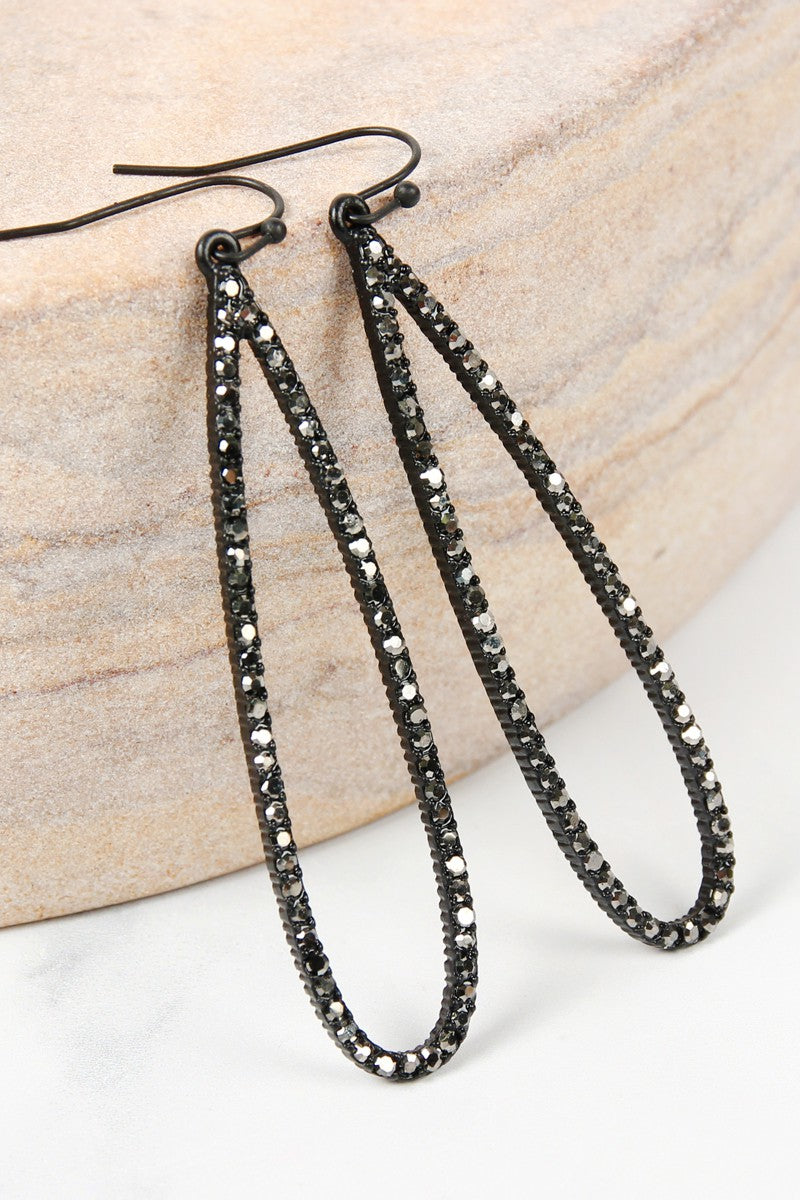Long Teardrop Rhinestone Earrings