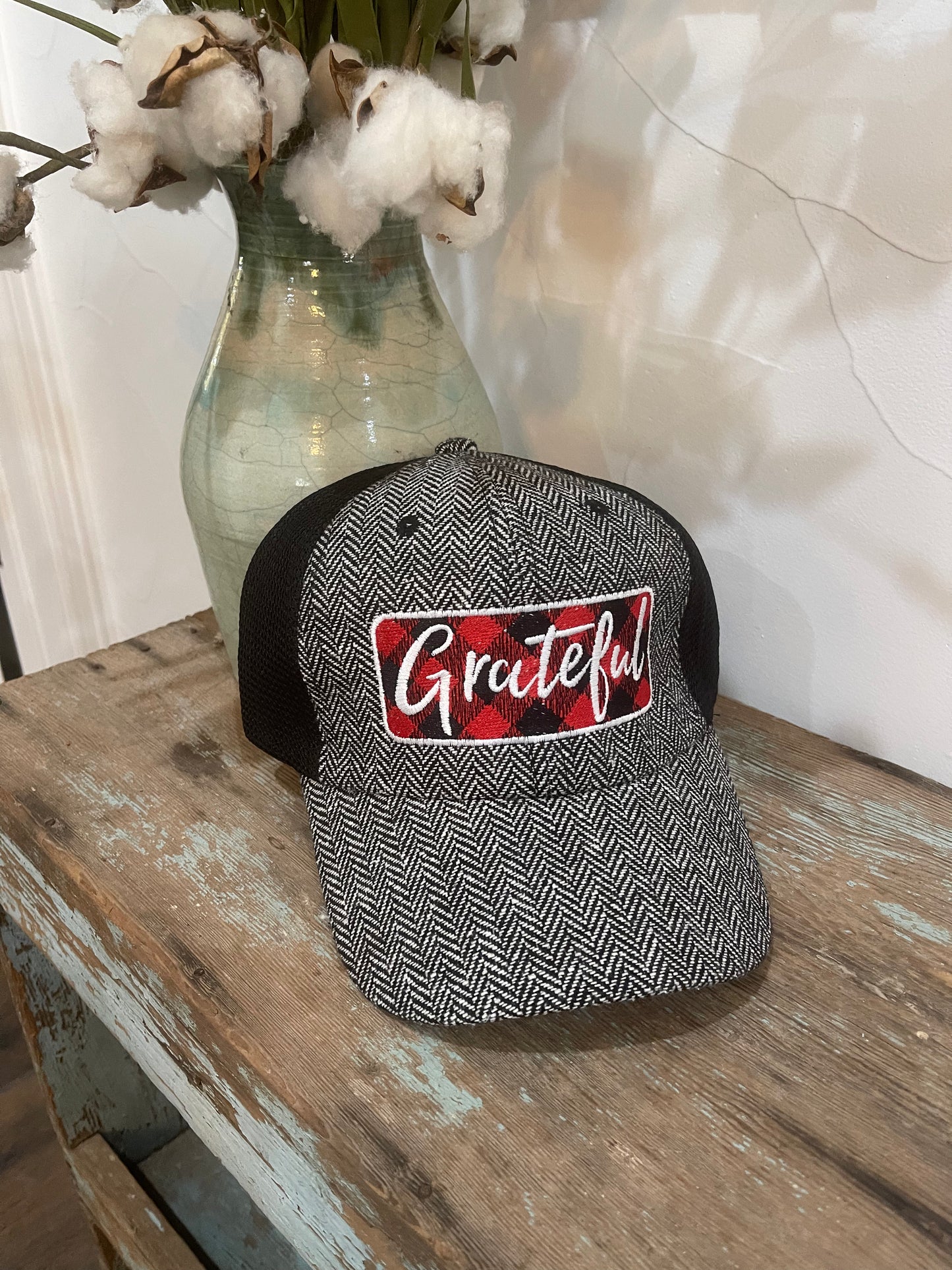 Plaid Grateful Trucker Hat