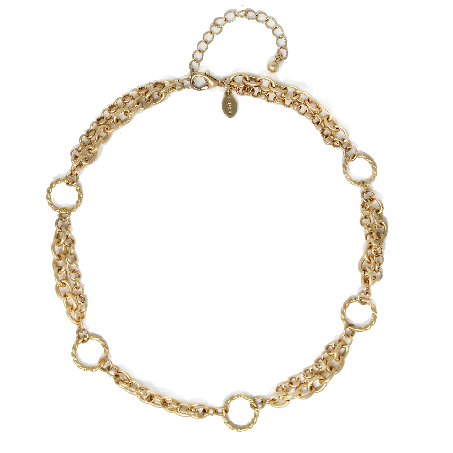 Gold Knotted Chain w/Open Circles Necklace