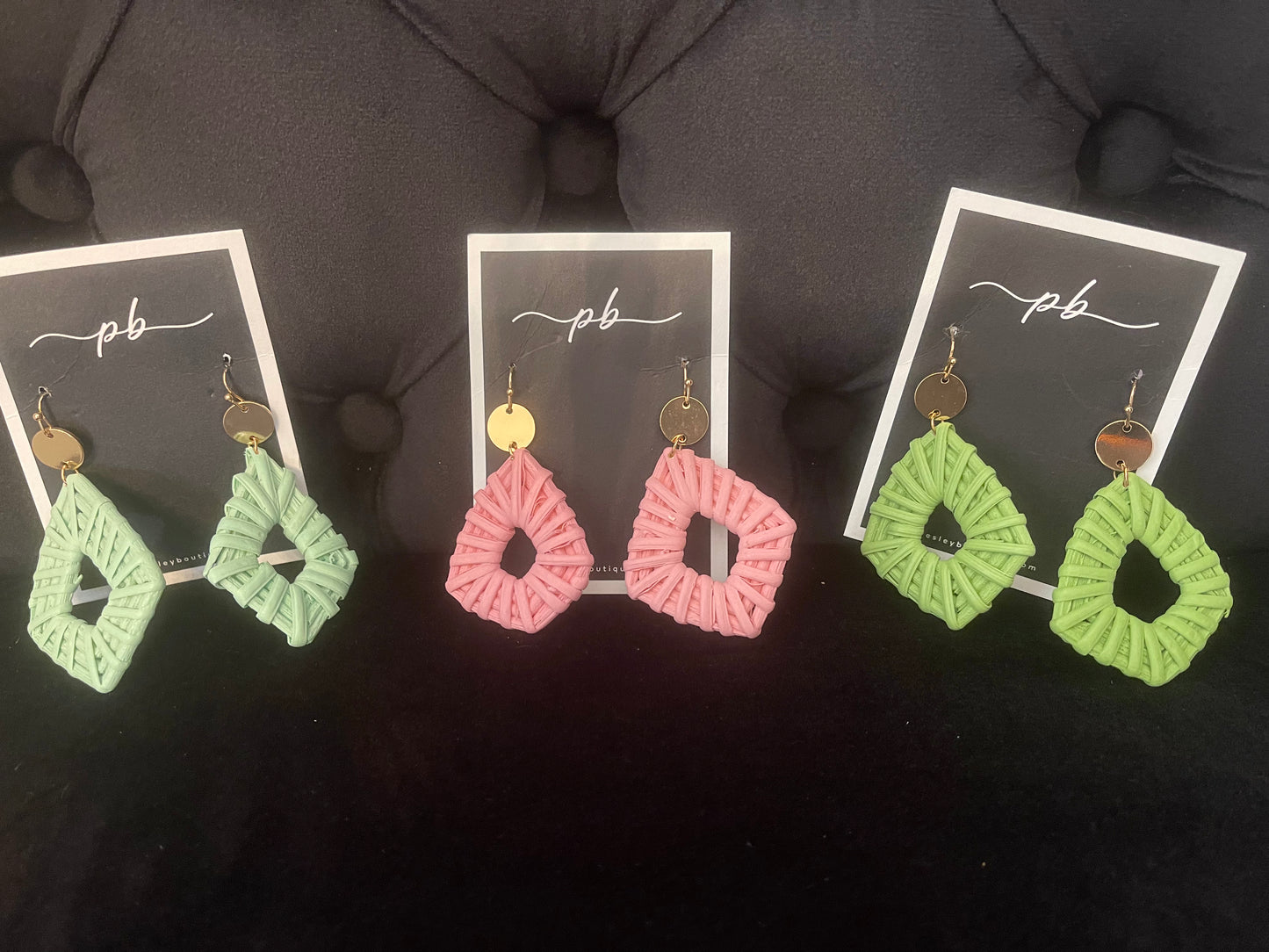 Natural Fiber Metal Disc Dangle Earring