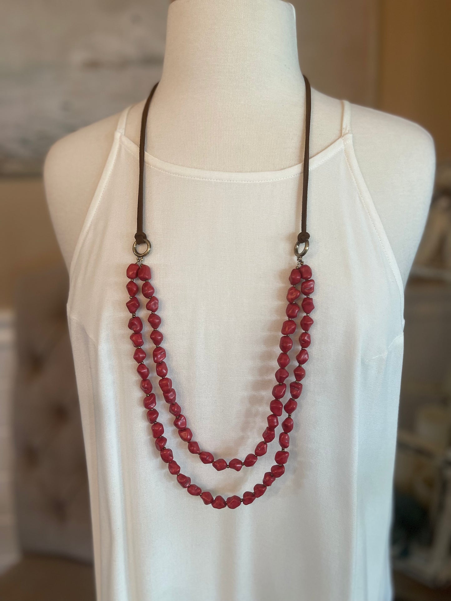 Leather Beaded Necklace