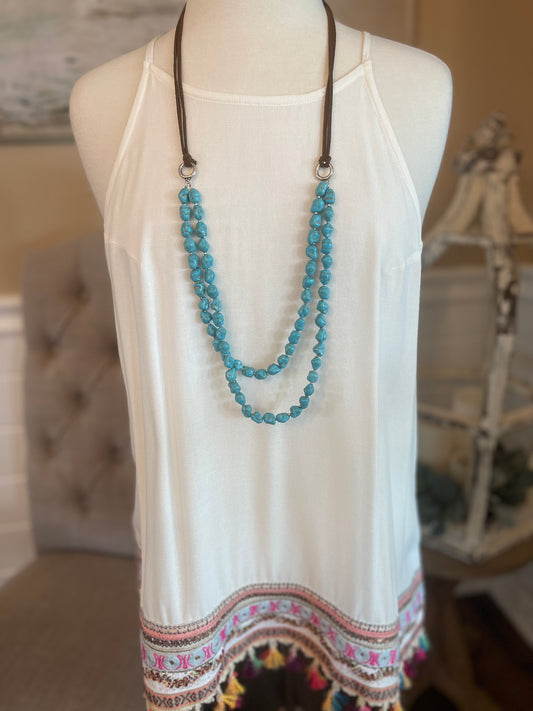 Leather Beaded Necklace