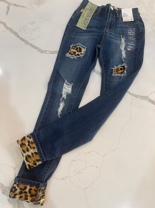 Leopard Print Patch Jeans