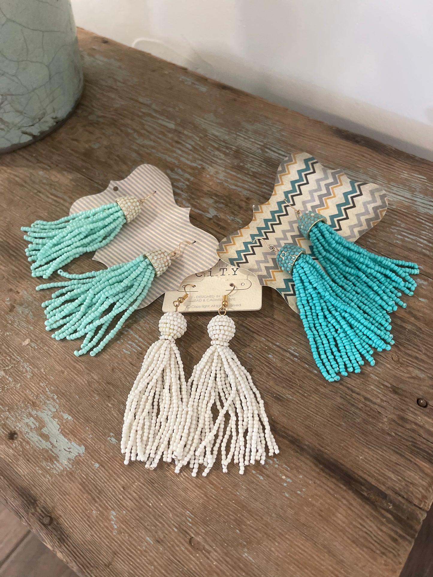 Seed Bead Tassel Earrings