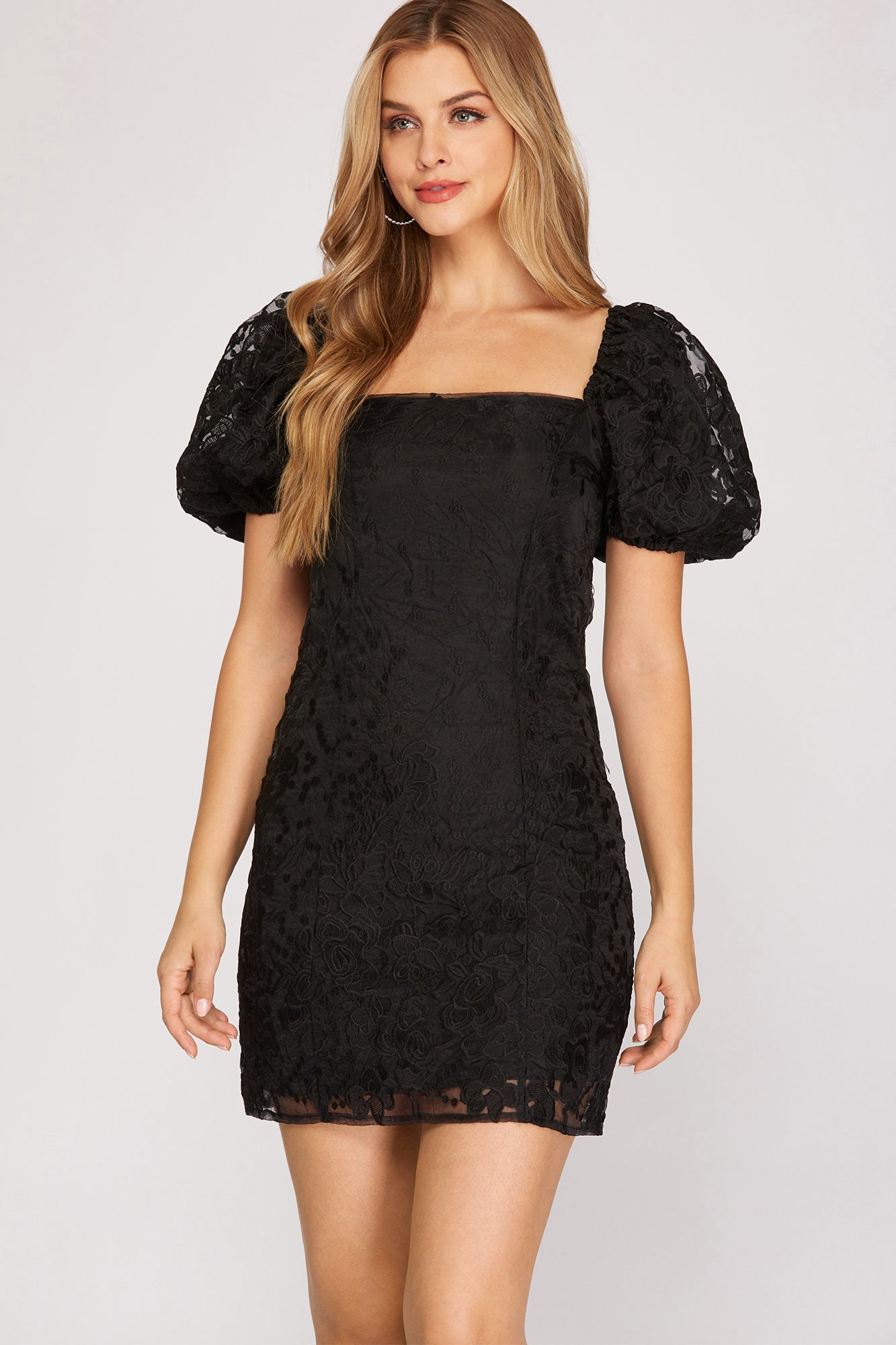 BUBBLE SHORT SLEEVE ORGANZA MINI DRESS