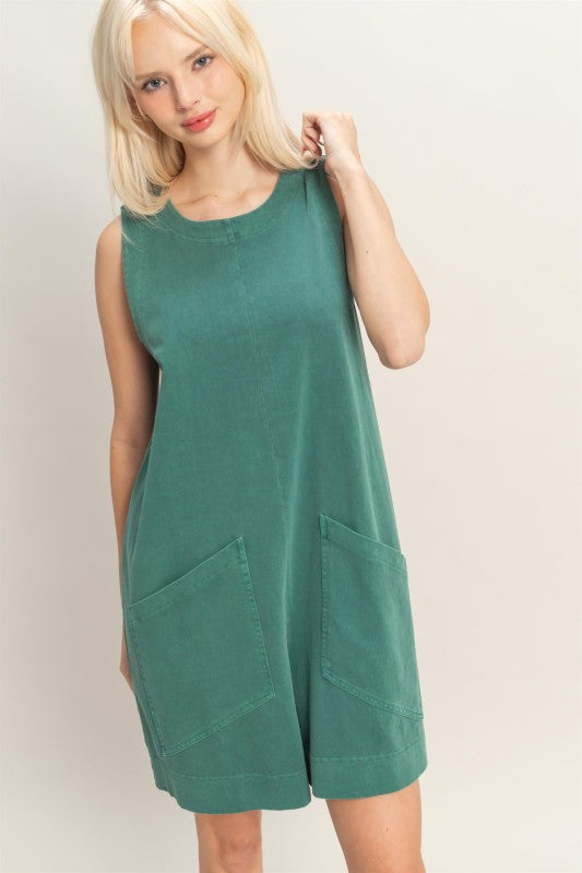 Pocket Detail Sleeveless Romper