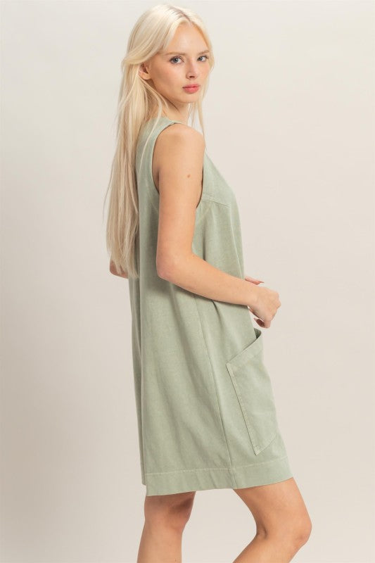 Pocket Detail Sleeveless Romper