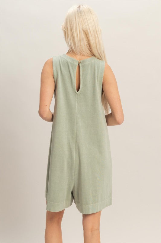 Pocket Detail Sleeveless Romper