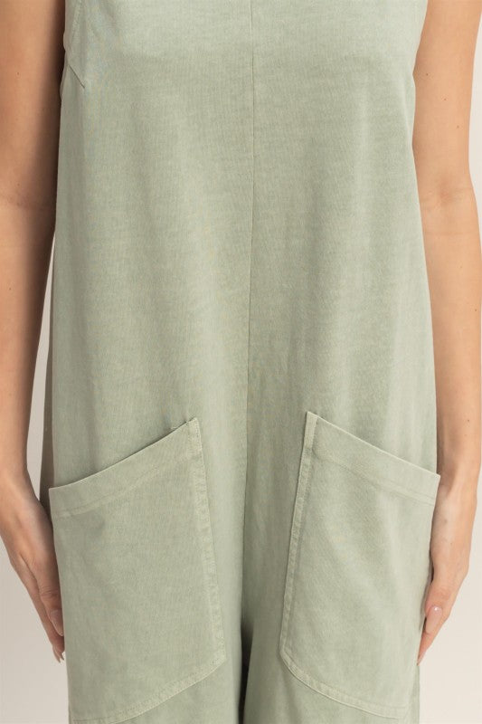 Pocket Detail Sleeveless Romper