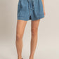 Elastic Draw String Denim Shorts