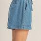 Elastic Draw String Denim Shorts