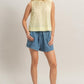 Elastic Draw String Denim Shorts