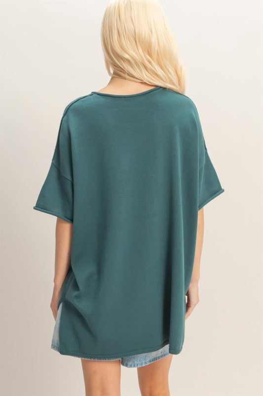 Oversize Front Pocket Knit Top