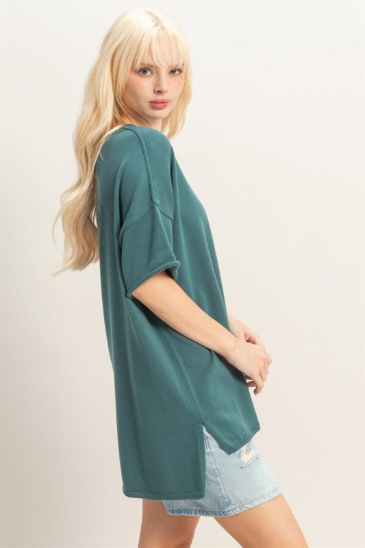 Oversize Front Pocket Knit Top