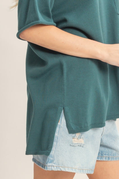 Oversize Front Pocket Knit Top