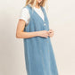 V-Neck Button Up Denim Dress