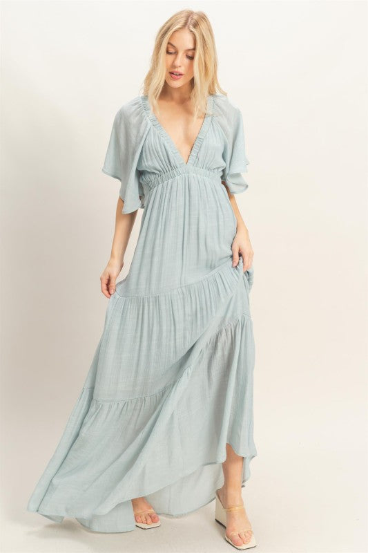 Flutter Sleeve Maxi Dress