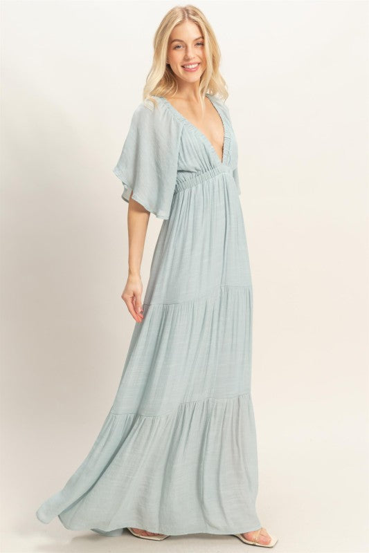 Flutter Sleeve Maxi Dress