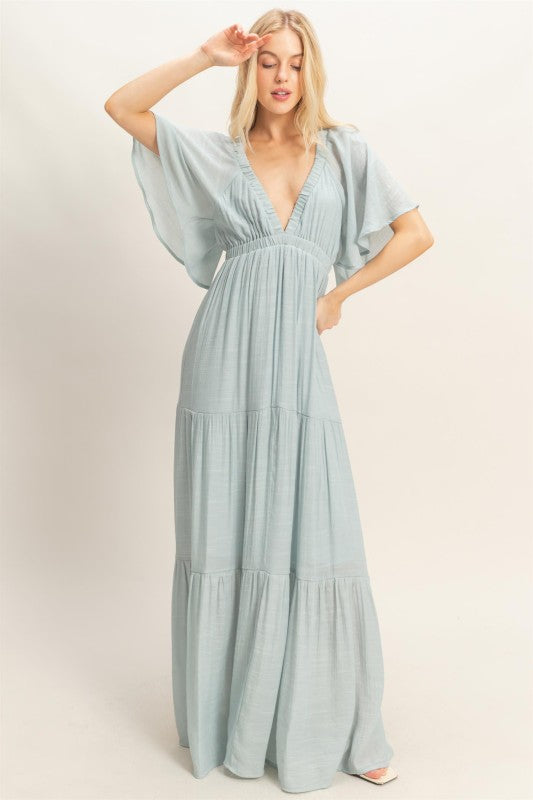 Flutter Sleeve Maxi Dress