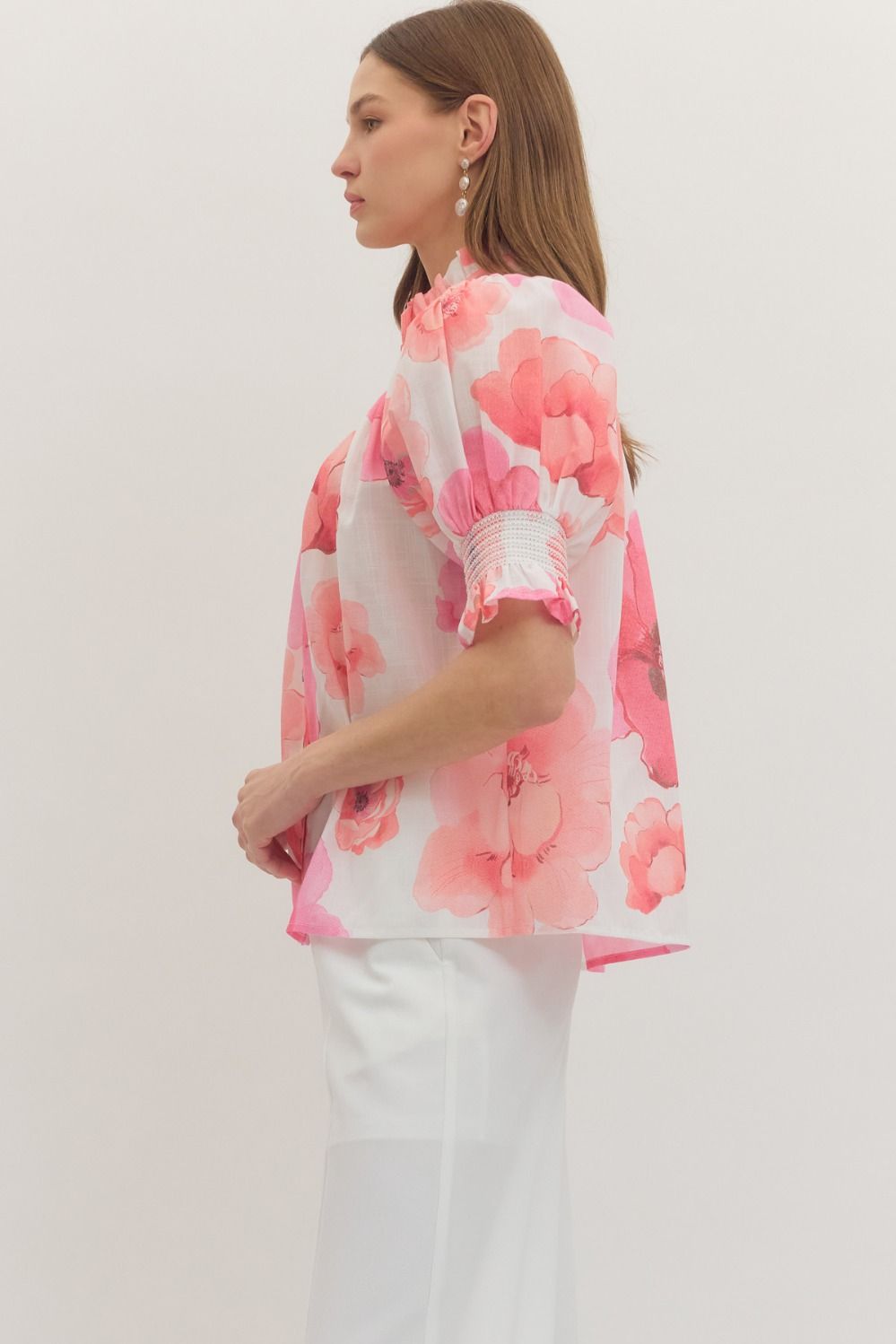 Smocked Floral Puff Sleeve Top