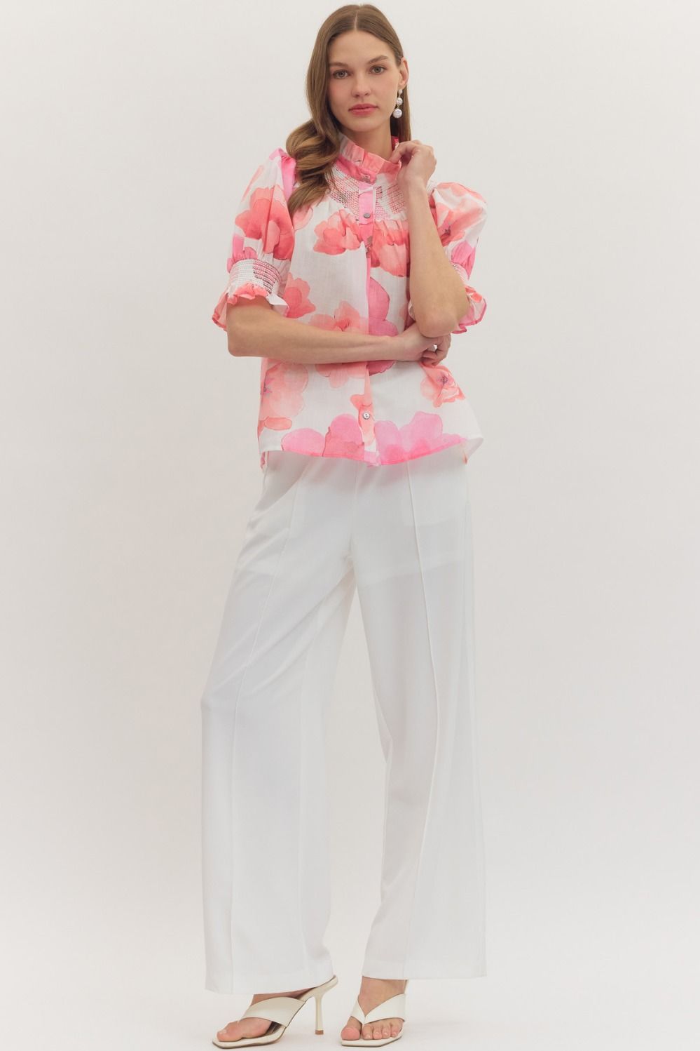 Smocked Floral Puff Sleeve Top