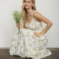 Floral Print Front Tie Corset Midi Dress
