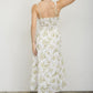 Floral Print Front Tie Corset Midi Dress
