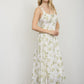 Floral Print Front Tie Corset Midi Dress