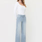 High Rise Waist Tie Striped Wide Leg Jeans