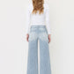 High Rise Waist Tie Striped Wide Leg Jeans
