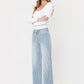 High Rise Waist Tie Striped Wide Leg Jeans