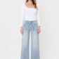 High Rise Waist Tie Striped Wide Leg Jeans