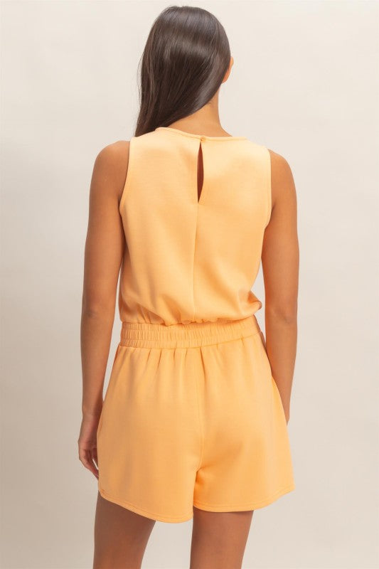 Drawstring Waist Sleeveless Romper