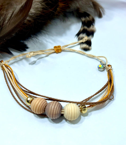 Earth Tone Beaded String Bracelet