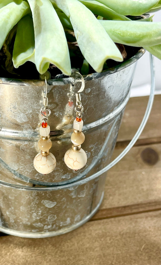 Ivory Glass Beaded Earrings