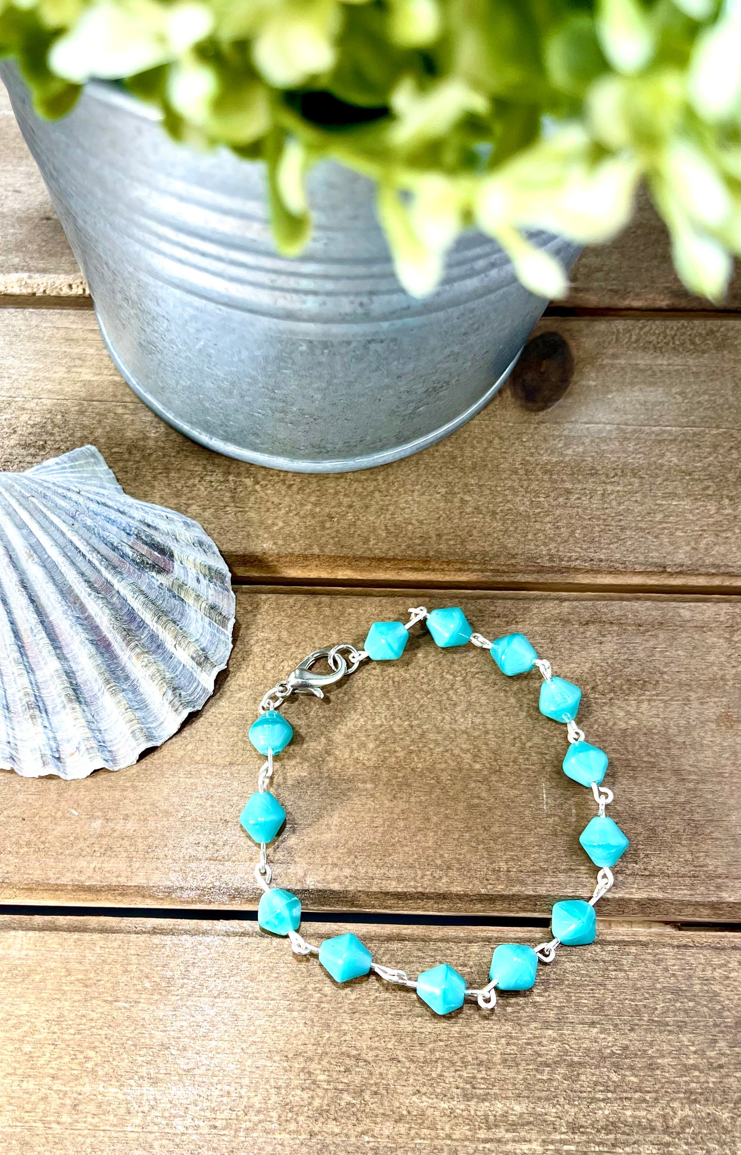 Wire Wrapped Turquoise Beaded Bracelet