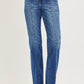 High Rise Straight Patch Pocket Seamed Jeans