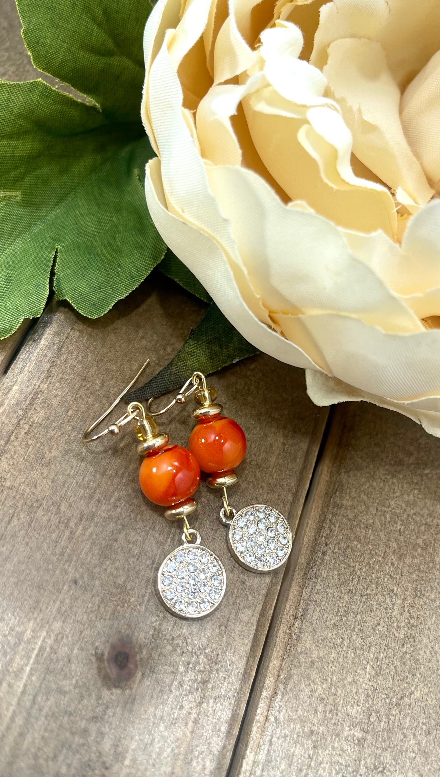 Orange Crystal Earrings with sparkling charms