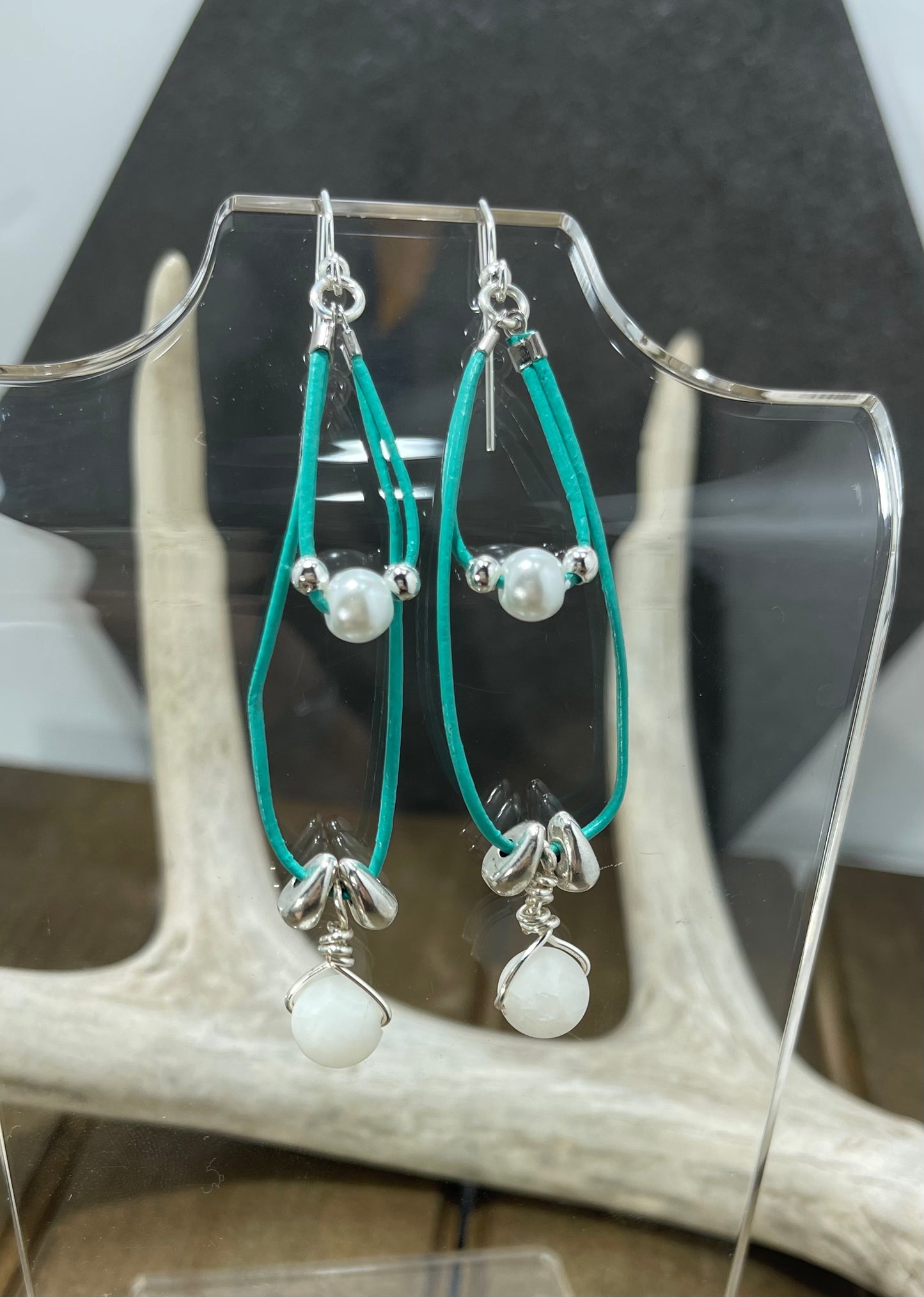 Turquoise Leather Earrings