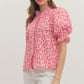 Pink Leopard Print Puff Sleeve Top