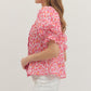 Pink Leopard Print Puff Sleeve Top